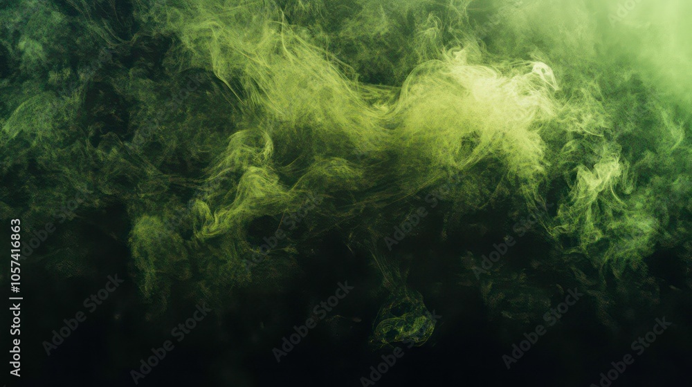 Poster a dense cloud of smoke swirling against a dark background, creating a mysterious atmosphere.