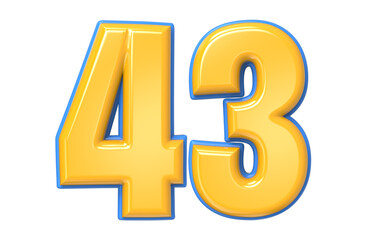 Blue And Yellow Number 3D Render