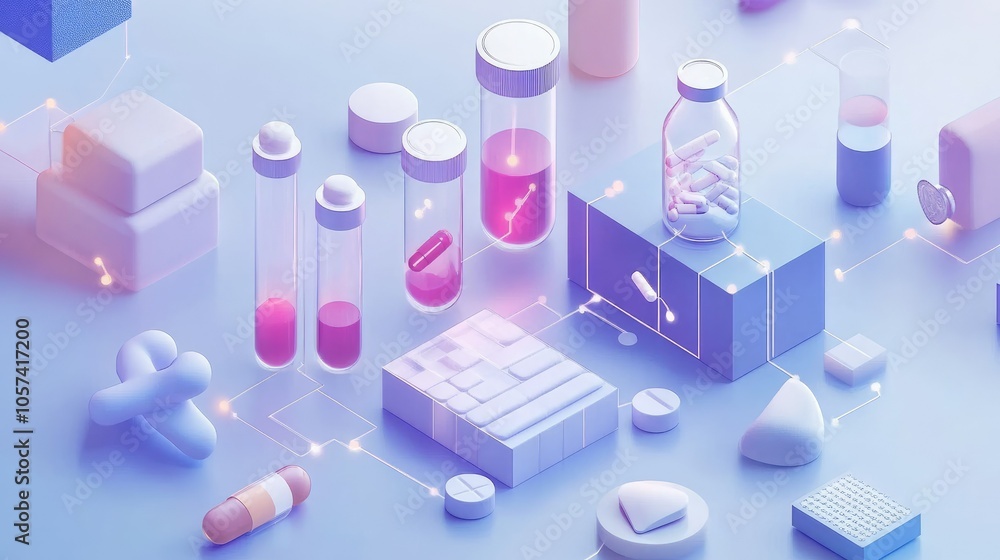 Poster abstract banner showing personalized medicine concepts and blockchain for healthcare applications