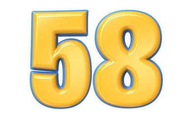 Blue And Yellow Number 3D Render