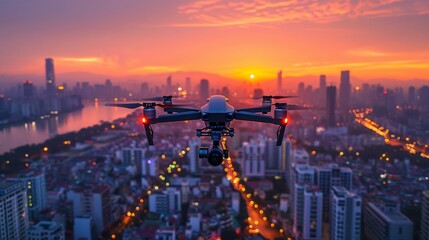 Drone Photography: Cityscape at Sunset