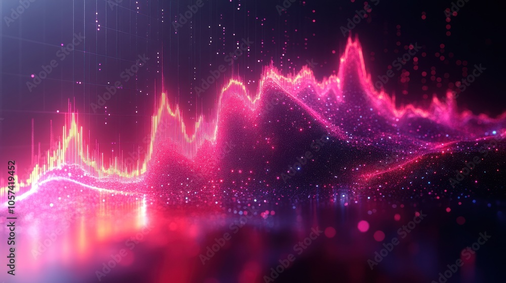 Aufkleber abstract visualization of data trends with vibrant colors and glowing effects.