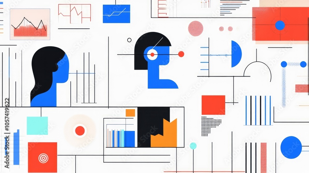 Poster Business-oriented generative AI overview with icons for project, investment, and analytics