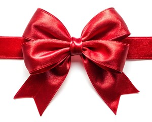 Christmas Velvet Ribbon with Bow On White transparent background, White Transparent Photo, White Transparent Element