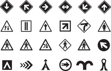 road signs and traffic signal icon vector collection