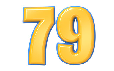 Blue And Yellow Number 3D Render