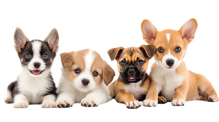 Obraz premium Sitting puppies on a transparent background.
