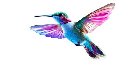 Flying hummingbird on transparent background.