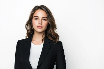 Obraz premium Confident young businesswoman posing on white background