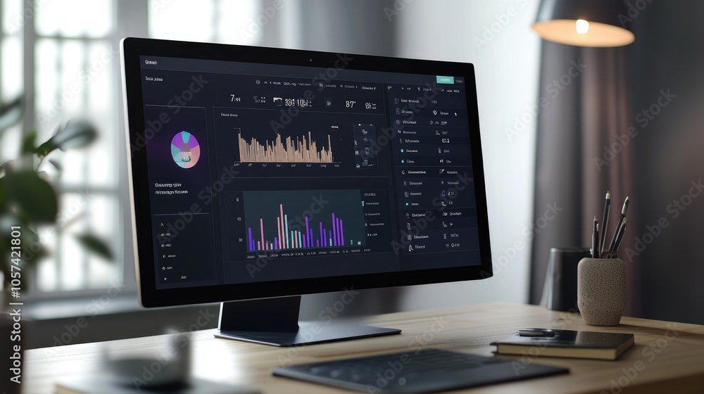 Aufkleber Conceptual AI dashboard for project managers, focusing on funding and data-driven decision-making