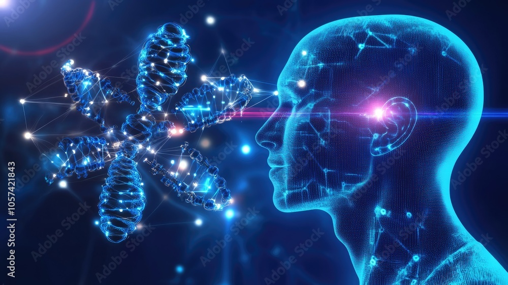 Poster conceptual banner of blockchain, ai, and multi-agent systems working together in personalized medici