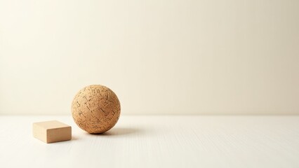 Minimalist Cork Ball for Massage Therapy Against a Neutral Backdrop