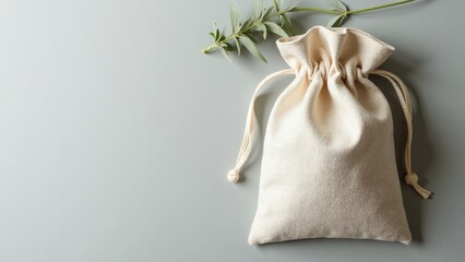 Elegant Holistic Therapy Linen Pouch on Minimalist Slate Background