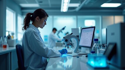 Scientist in Modern Lab Using Advanced Technology for Research Work