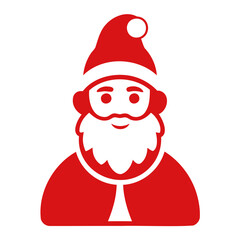 Santa Claus Icon Silhouette colored Vector Illustration, Christmas icon Design Transparent background