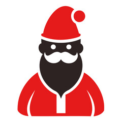 Santa Claus Icon Silhouette colored Vector Illustration, Christmas icon Design Transparent background