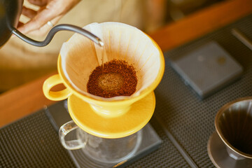 pour over dripper and paper filter.