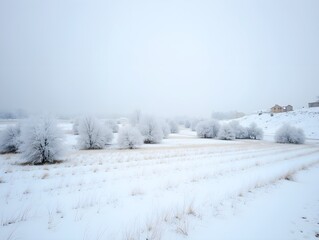 A snowy field in one of the Iran's villages