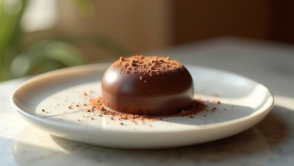 Exquisite Hand-Crafted Chocolate on Elegant Marble Plate
