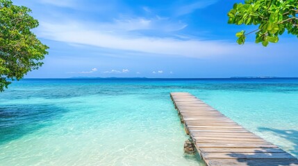 Fototapeta premium Water bungalow on Maldives island - nature travel background 