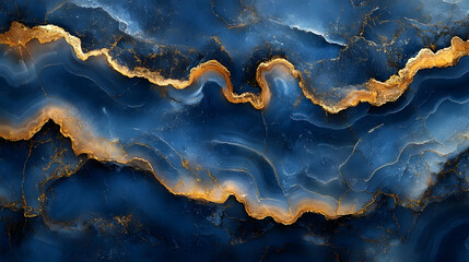 Abstract Blue and Gold Marble Background