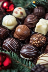 New Year's chocolate candies on the table. Selective focus