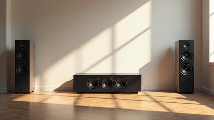 Sleek Contemporary Speaker System in an Ambient Room