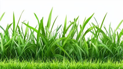 Green Grassy Hills Isolated on White Background