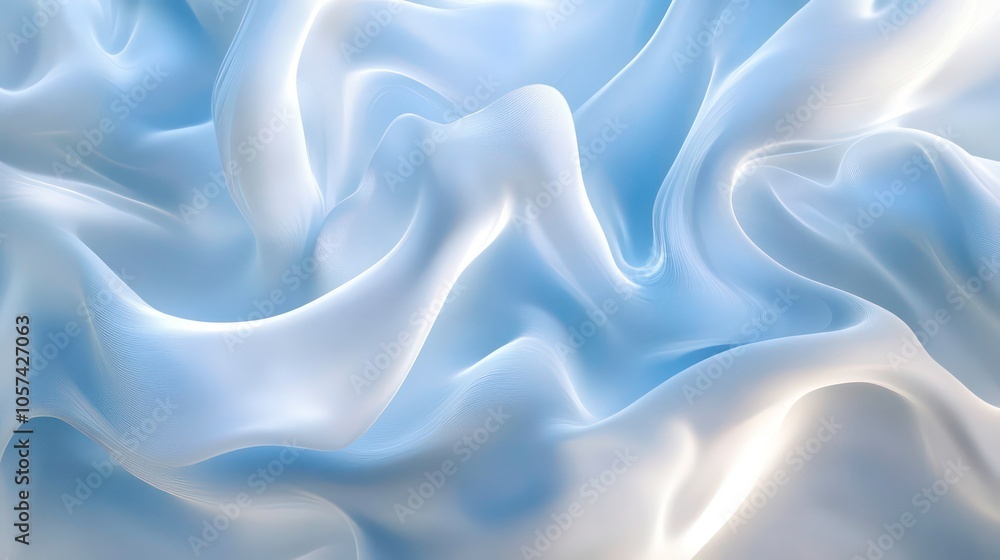 Poster Smooth, flowing fabric texture in soft blue tones creating a serene visual effect.