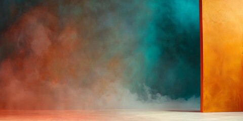 Abstract Empty Room with Fog and Smoke