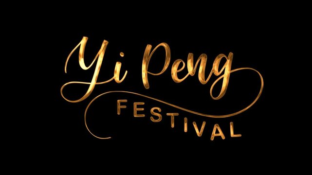 Yi Peng Festival Text Animation on Gold Color. Perfect for cultural, celebratory theme promotions, and festival greetings.