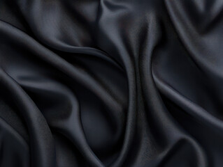 Obraz premium Elegant folds of black silk fabric create a luxurious texture.
