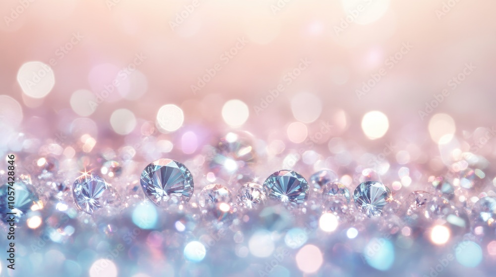 Poster a gentle pastel background with rows of tiny, spaced diamonds, adding a soft sparkle and luxurious f
