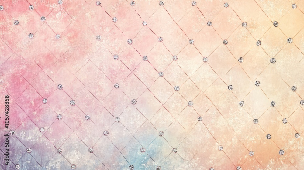 Poster a gentle pastel background with rows of tiny, spaced diamonds, adding a soft sparkle and luxurious f