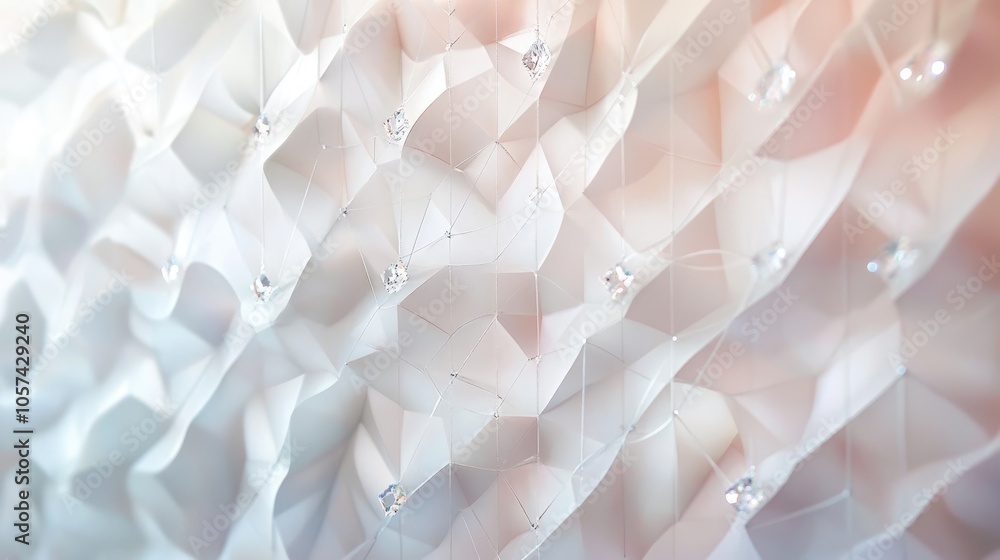 Poster light pastel backdrop with delicate rows of diamonds, spaced to create a soft and beautiful shine