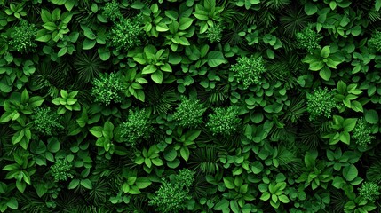 Obraz premium Lush green foliage creating vibrant and natural background, perfect for design projects. various shades of green evoke sense of tranquility and freshness.