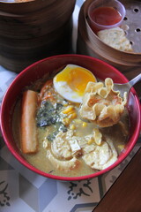 delicious ramen noodle with various topping