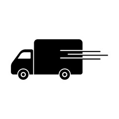 Solid black silhouette delivery truck icon