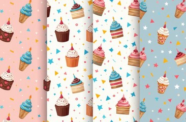seamless pattern with cupcakes