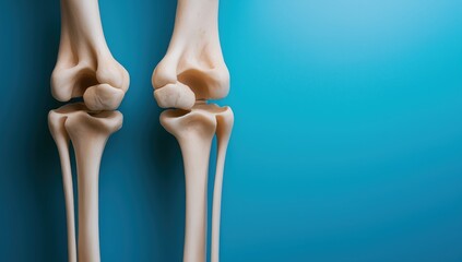 Close up detailed image of the human knee and leg bones anatomy showing the intricate structure of the joint and skeletal system  Useful for medical healthcare