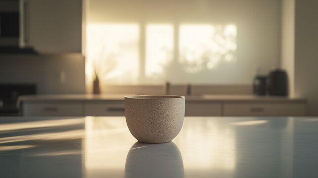 Minimalist Unity cup in sunlit modern kitchen for Kwanzaa celebration