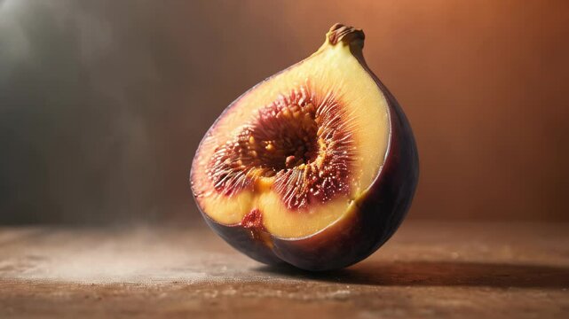 fig dessert on a black background, Generative AI.