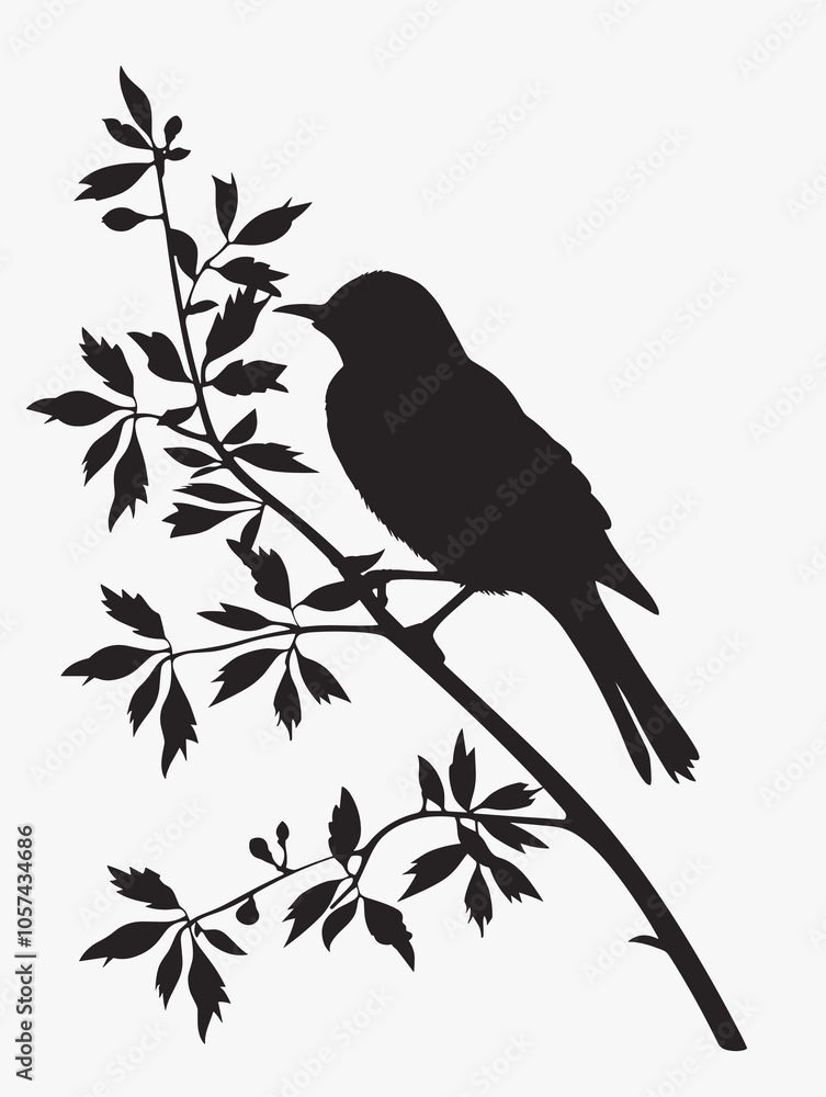 Poster black bird is perched on a branch. the bird is the only visible part of the image