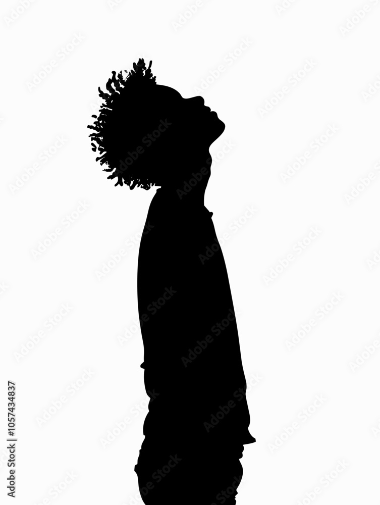 Aufkleber man with dreadlocks is standing in front of a white background. he is looking up, and the image is i