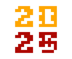 Obraz premium 2025 Happy New Year Holiday Design Red And Yellow Elegant Abstract Vector Illustration