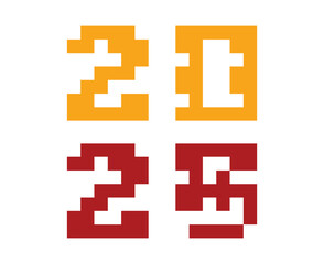 Fototapeta premium 2025 Happy New Year Holiday Design Red And Yellow Elegant Abstract Vector Illustration