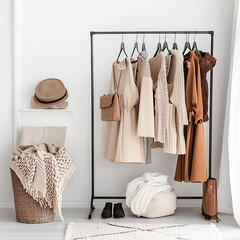 wardrobe with clothes