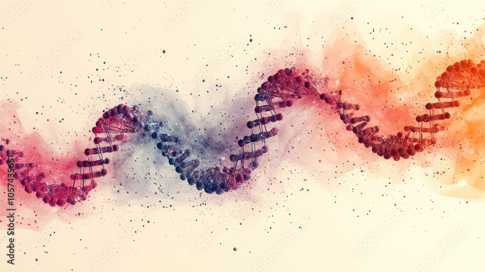 Aufkleber abstract representation of a dna double helix with colorful artistic effects.