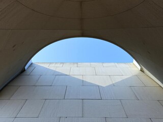 Abstract geometric pattern on a modern cement wall with step design creating a unique perspective, cement, perspective, pattern