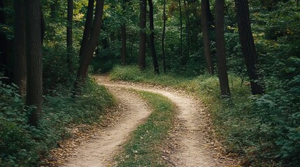 Fototapeta premium Forked pathway illustrating a critical decision point, symbolizing choice and distinct life paths in a visual metaphor. 